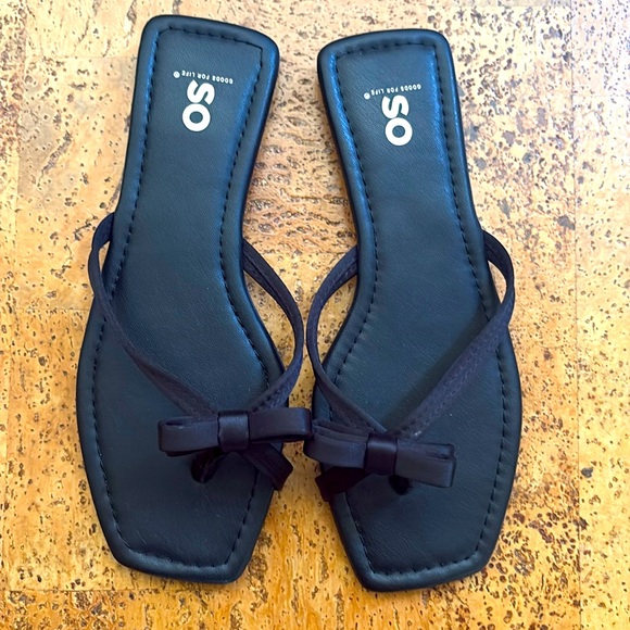 SO Shoes - So satin black bow sandals
